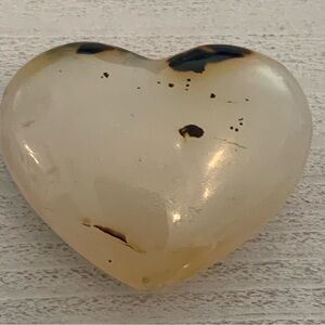 Plant Agate Crystal PUFFY Heart Polished Chakra Healing Worry Stone Reiki 1 1/2"